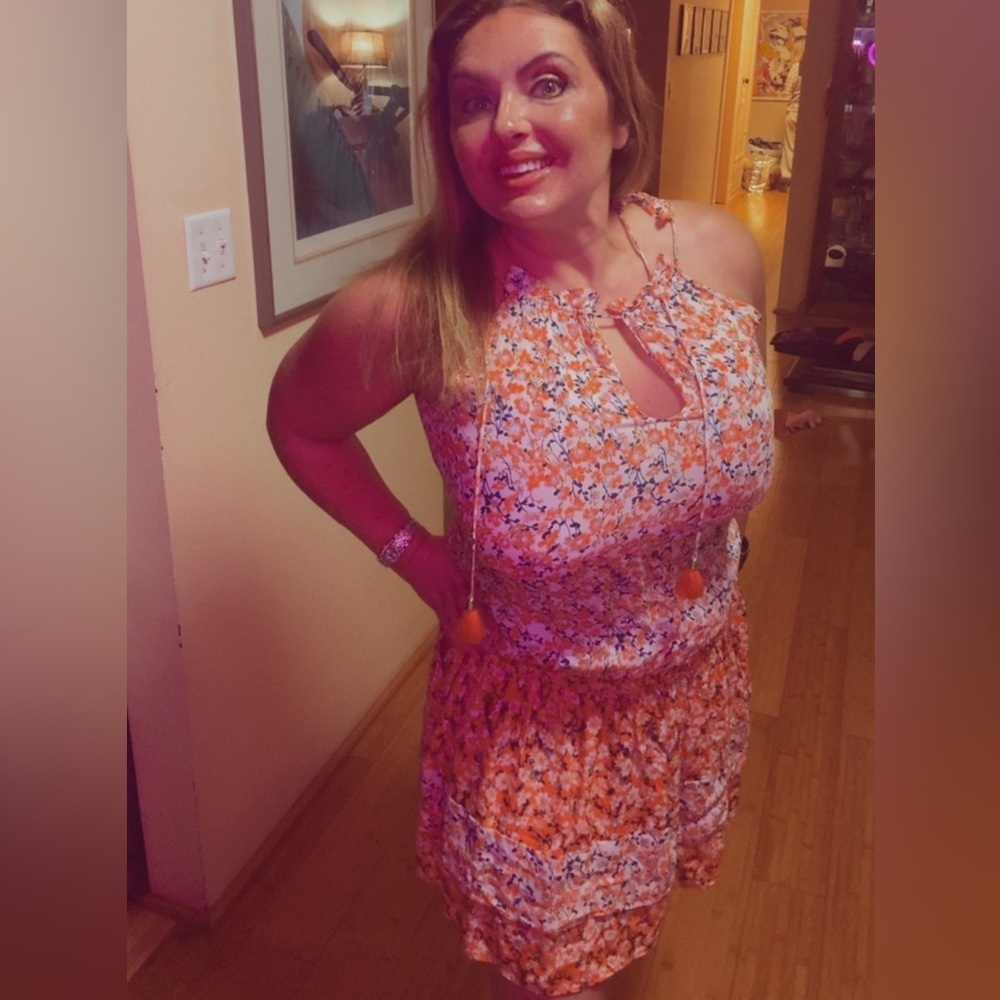 Ramy Brook Floral Orange Mini Dress